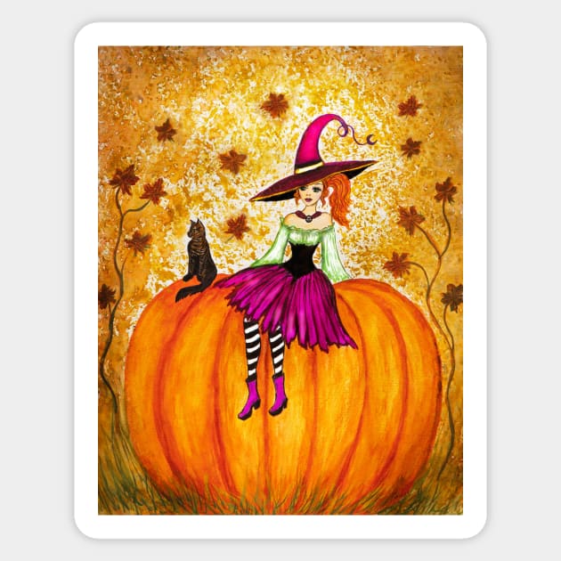 Redhead witch ready for autumn Sticker by redwitchart